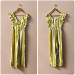 Sweet Wanderer Yellow & White Striped Jumpsuit Size S EUC